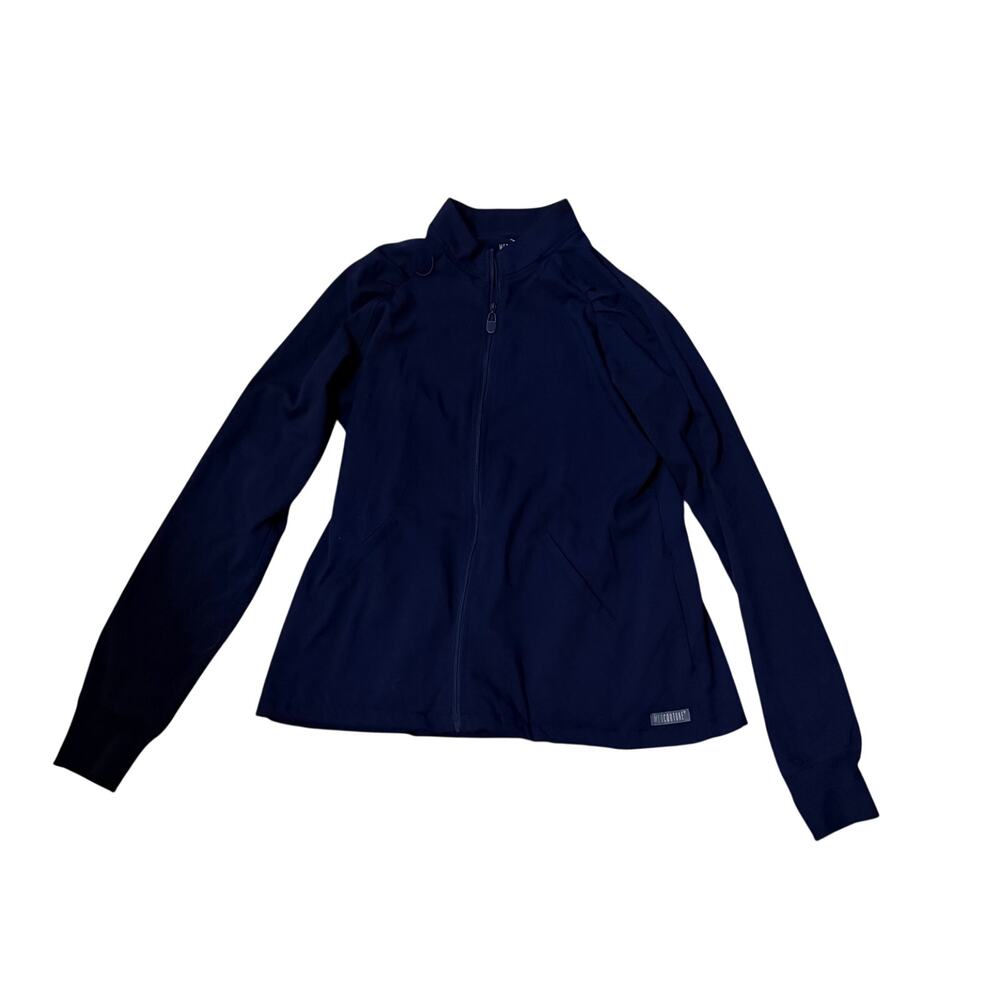 MedCouture zip up jacket scrub top nurse navy sz M lightweight medical workwear